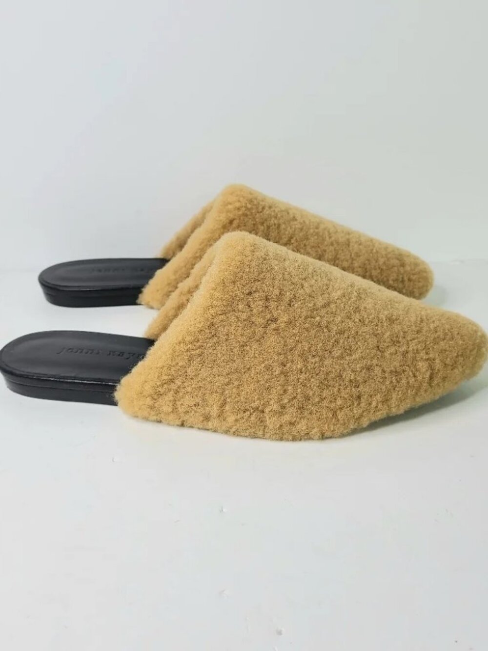 NEW Jenni Kayne Honey Tan Shearling Leather Slip-On Mule Flats Size 36 $425